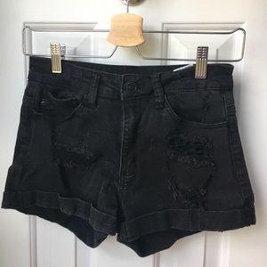 Ripped Black Denim Shorts